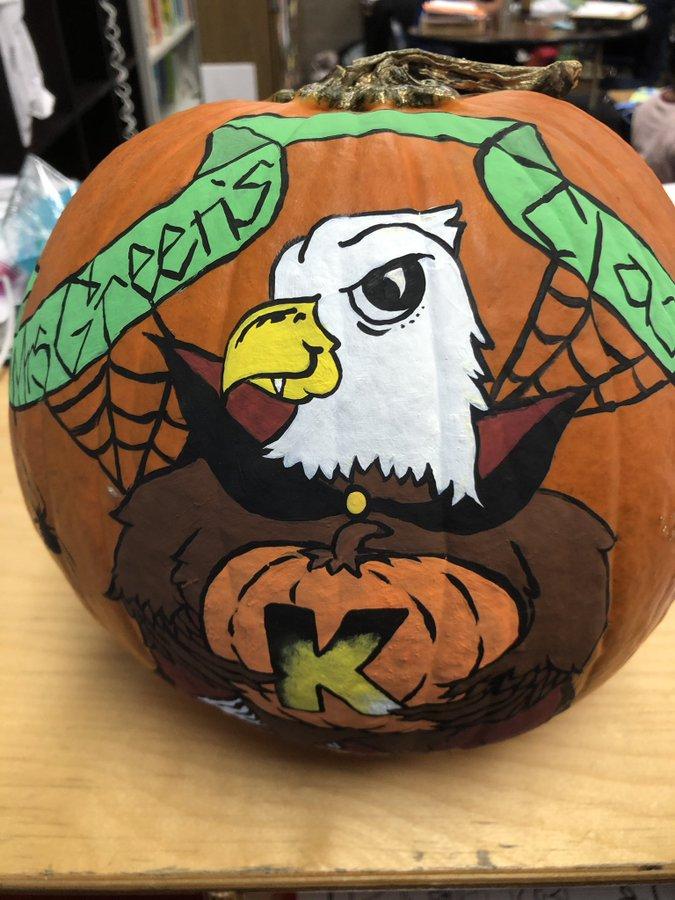 Awesome pumpkin created by Mrs. Green's student and his talented mom.  #proud2bepusd 